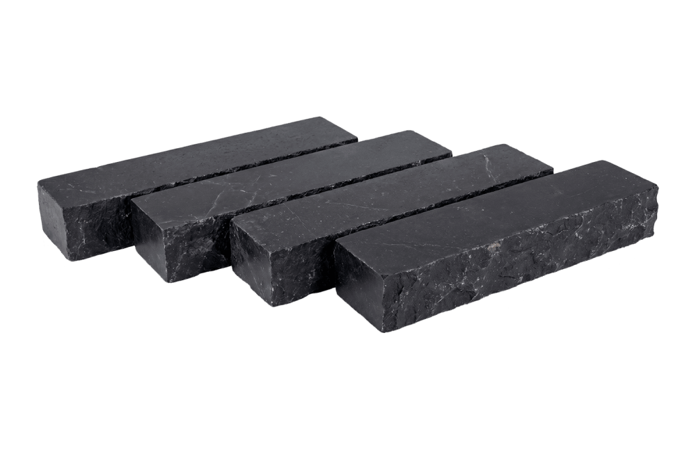 Брусчатка RKS Slate Belgian Black Ригель 320х80 мм. Прочная тротуарная плитка из натурального известняка. Лучшая цена на плитку из камня известняк