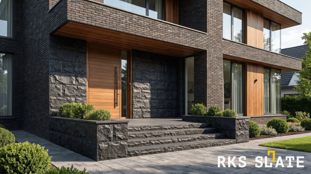 Фасадный колотый камень RKS SLATE Belgian Black Rock (Скала)