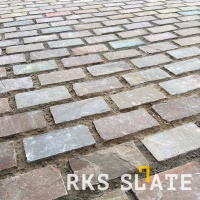  RKS Slate Belgian Multi 100х100 мм. Прочная тротуарная плитка и плитка для пола из натурального песчаника. Лучшая цена на плитку из камня известняк